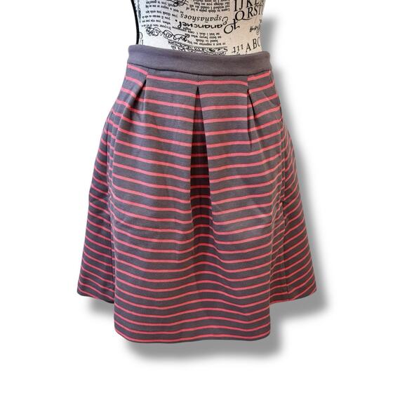 NWT Boden Size 8 Lexington Pink Gray Striped A-Line Pleated Mini Skirt WG470 - Picture 2 of 7